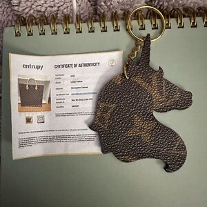 Brown Unicorn upcycled key chain